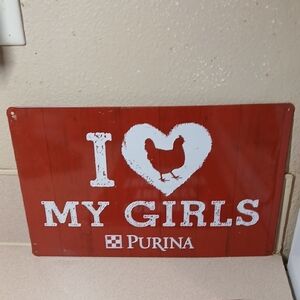 Red Metal Sign - I Love My Girls